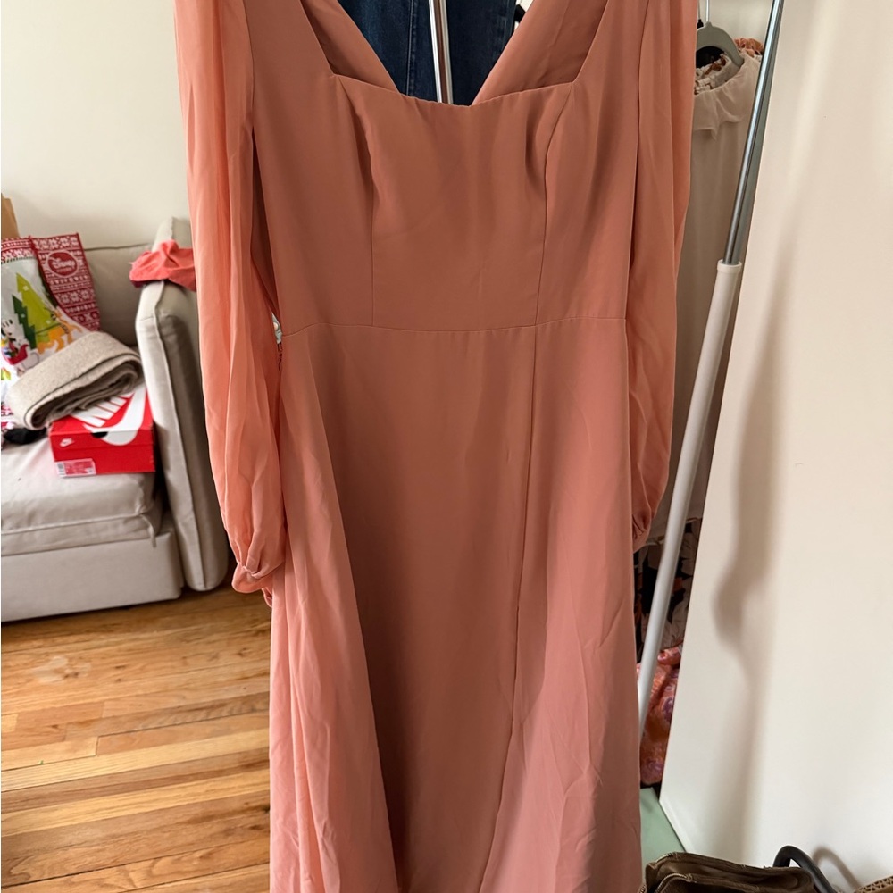 Azazie Blush Long Sleeve Dress